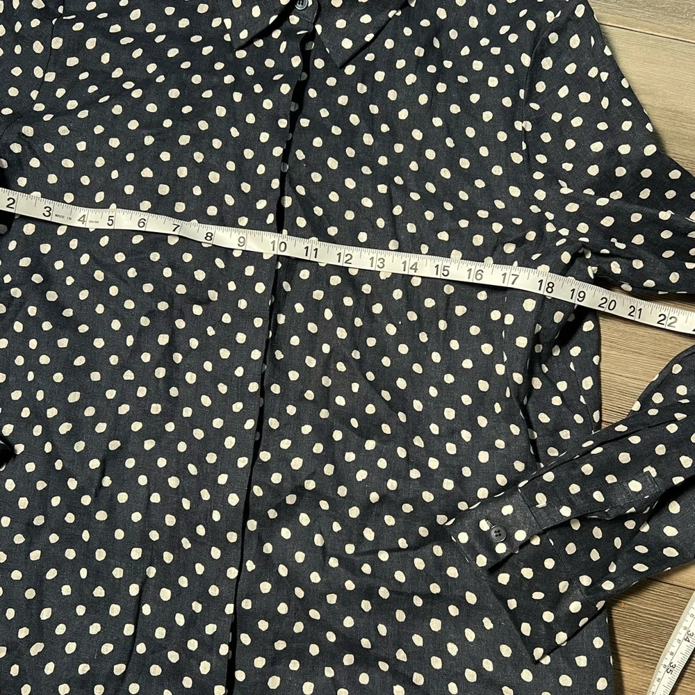 Lafayette 148 New York Beautiful Fun Print 100% Linen Button‎ Blouse- Large - Picture 3 of 7